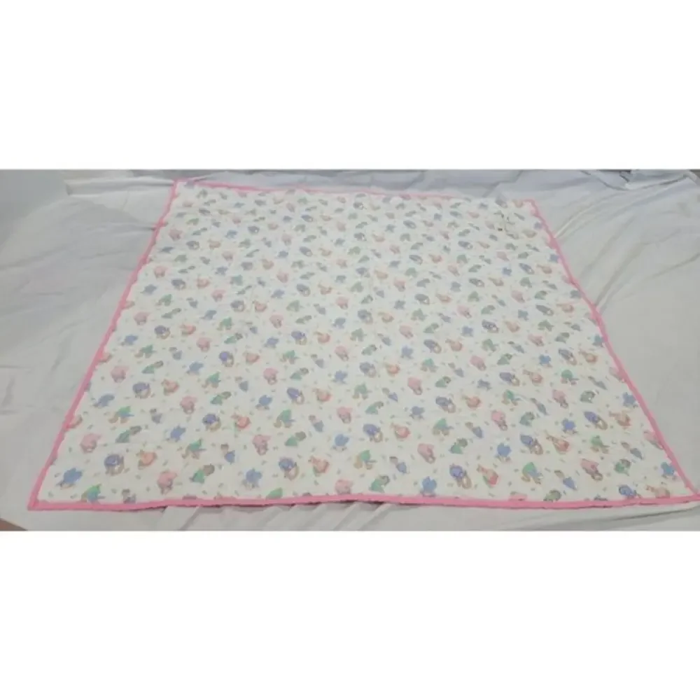 Vintage 90s Julies Journey Bunny Rabbit Quilted Blanket Handmade‎ Reversible